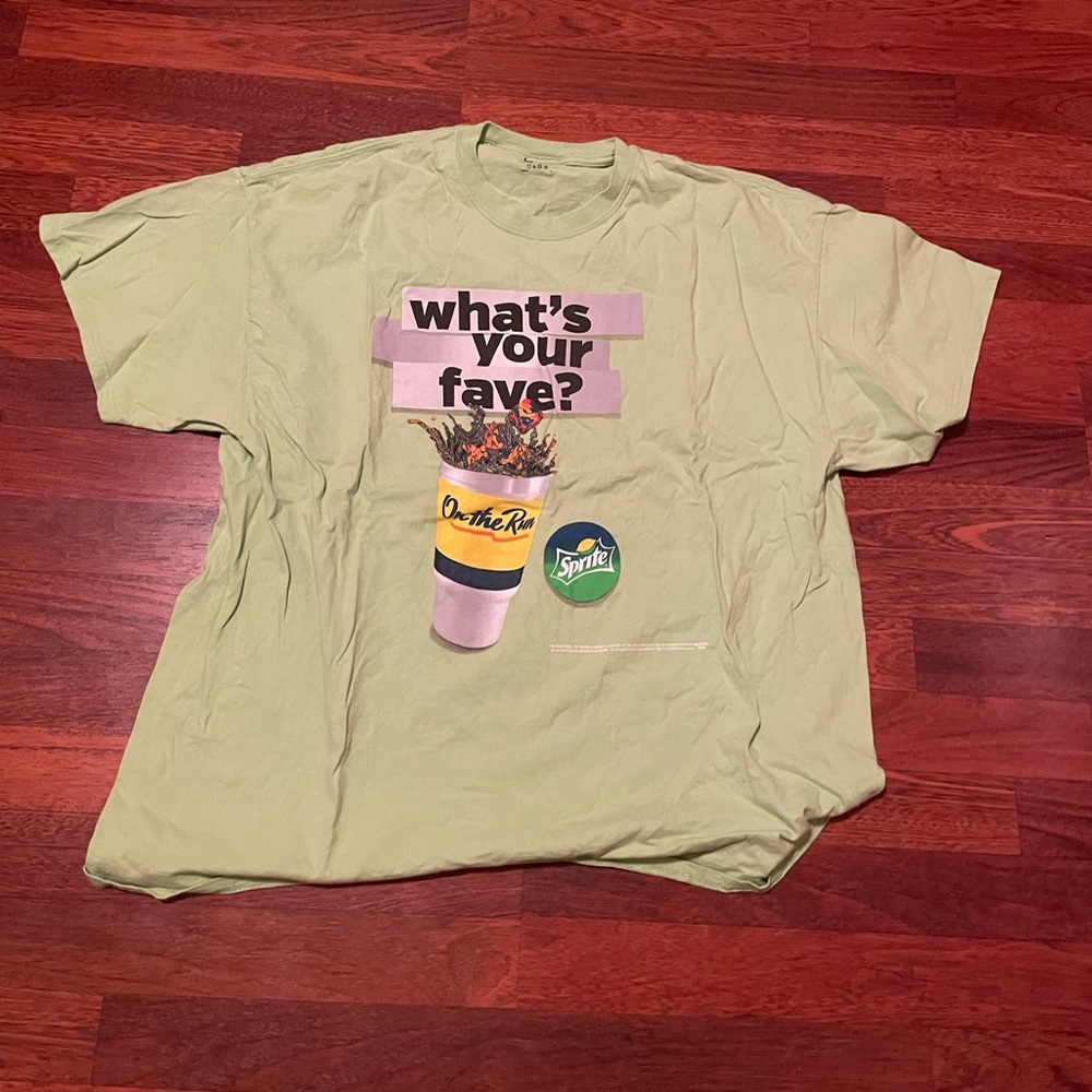 light lime green tee shirt with sprite logo and polar pop pic
